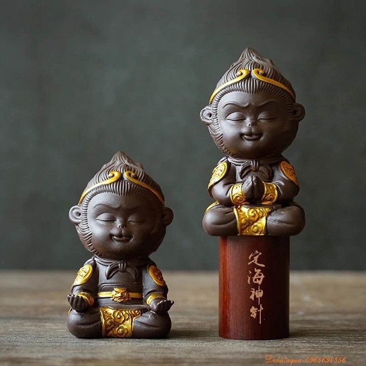 Tôn ngộ không tượng trang trí bể cá cảnh thủy sinh.