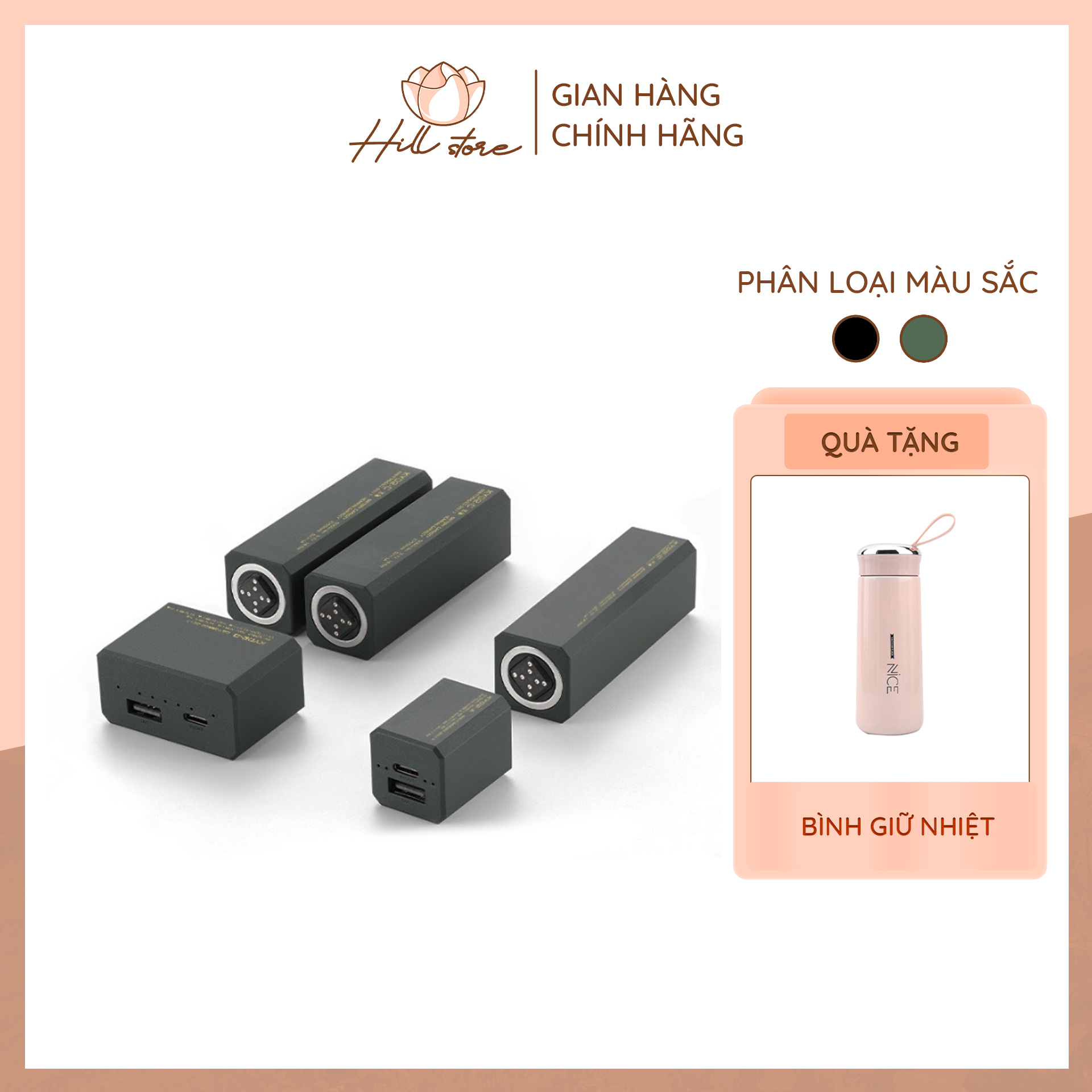 Sạc dự phòng mini hình thỏi son cao cấp, cục sạc dự phòng cute đa năng nhỏ gọn 10.000 mAh