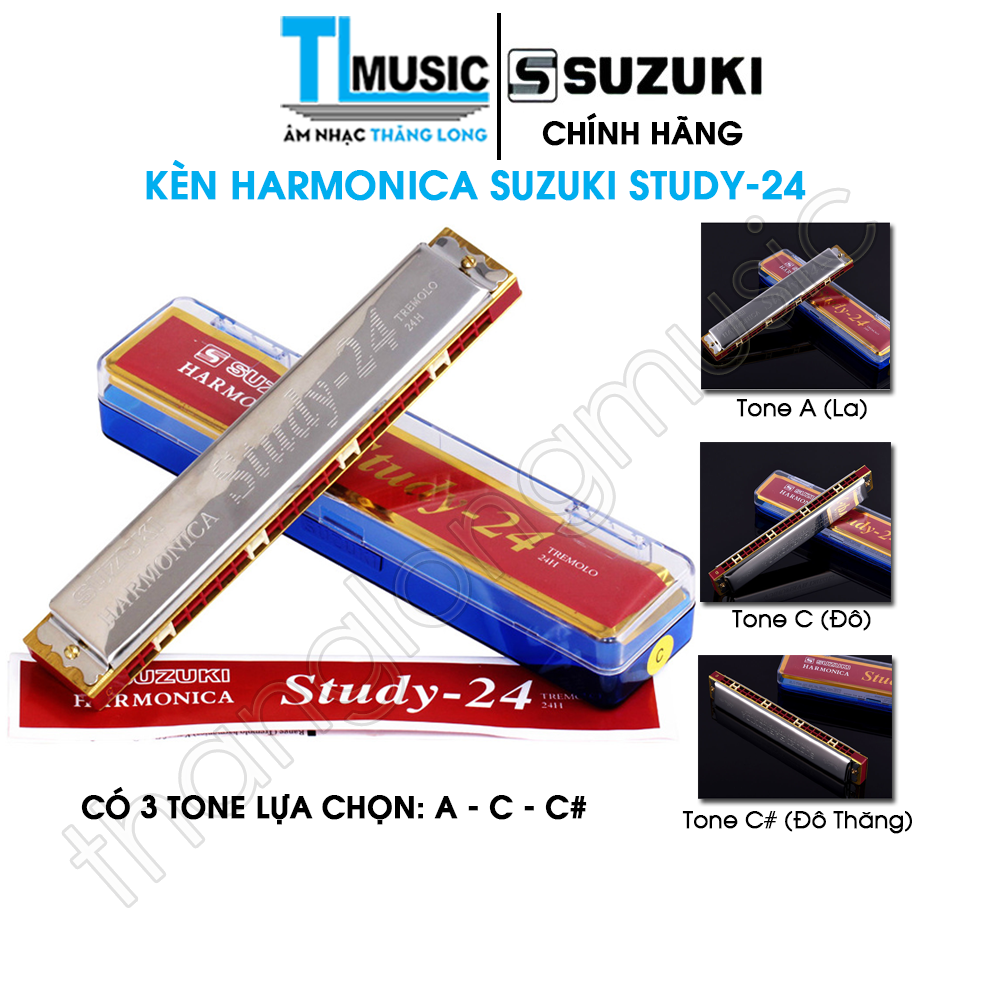 Chính hãng kèn harmonica tremolo suzuki study 24 - 24 holes , 3 tone