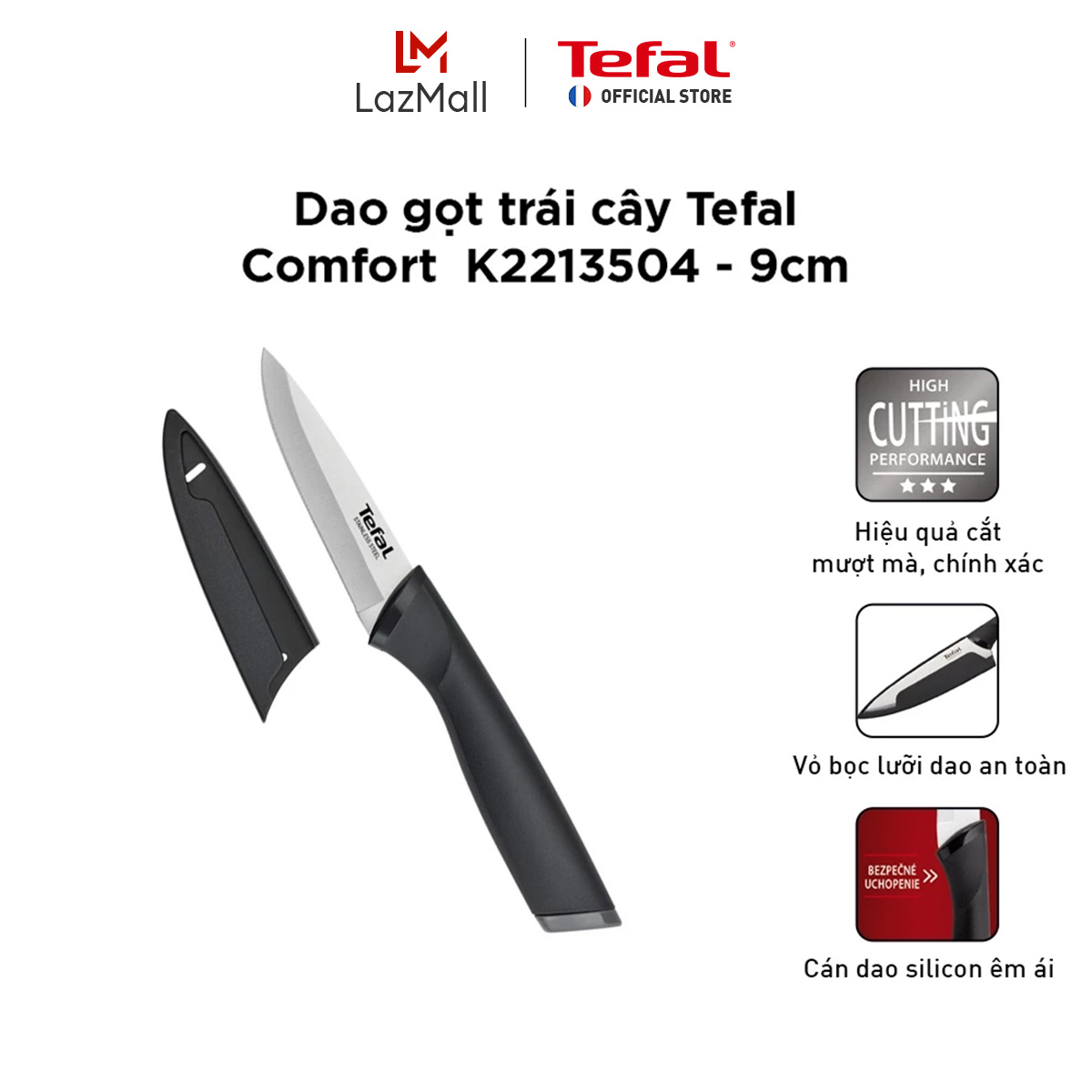 [Hàng Tặng Không Bán] Dao gọt trái cây Tefal Comfort K2213504 - 9cm