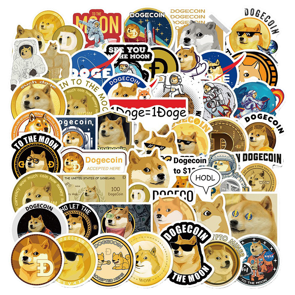 Bộ Sticker Dán Chủ Đề Dogecoin Cheems Meme Chống Thấm Nước - Dùng Dán Nón Bảo Hiểm Laptop Điện Thoại