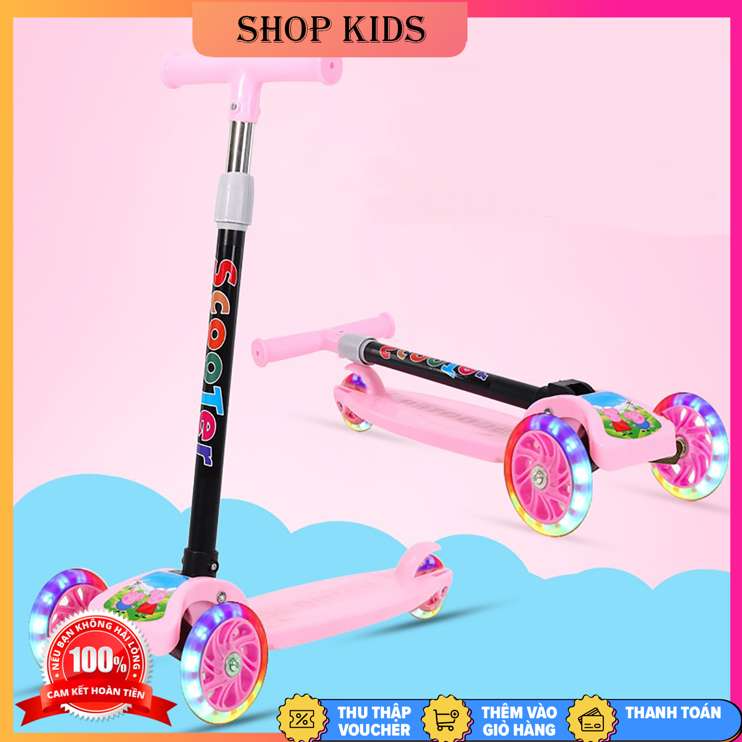 Xe trượt Scooter, Xe trượt giành cho bé từ 2-8 tuổi, Đồ chơi ngoài trời giúp bé phát triển, Món quà đặc biệt giành tặng bé