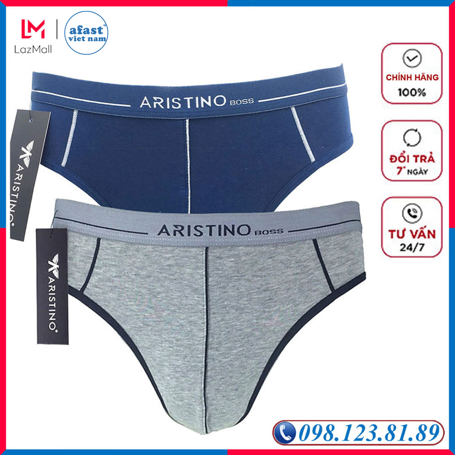 Combo 2 chiếc quần lót nam thời trang Aristino ABF16-15 kháng khuẩn, khử mùi, an toàn cho da nhạy cảm - AFAST VIỆT NAM