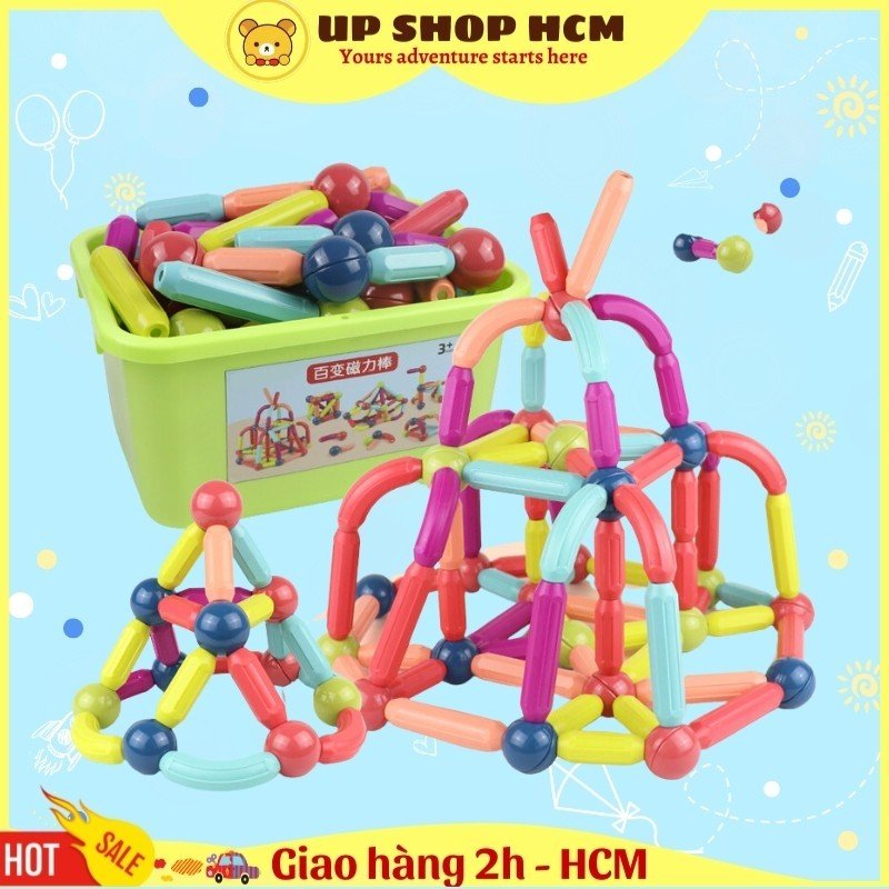 Bộ Lắp Ghép Hình Khối Các Thanh Nam Châm Phiên Bản Mới Đa Dạng Hình Dáng Đồ Chơi Giáo Dục Sớm Cho Bé Phát Triển Trí Não-CÓ LOẠI 25, 36,42,64 THANH Đồ Chơi Xếp Hình Nam Châm 64 Chi Tiết Bộ Xếp Hình Nam Châm Sáng Tạo Đồ Chơi Trẻ Em