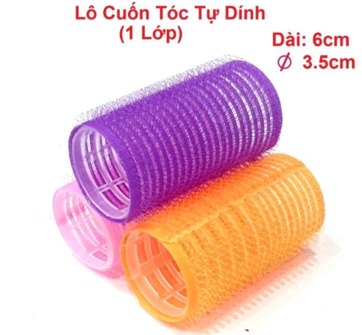Lô cuốn tóc tự dính size Trung 3 x 6 cm, lẻ 1 cái nhiều màu