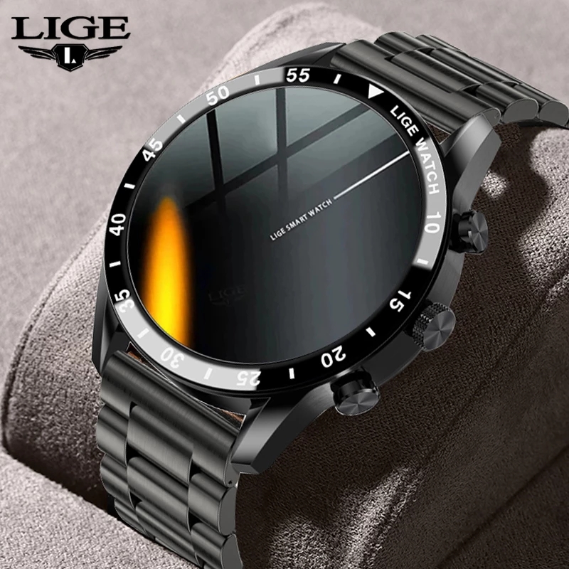 Lige đồng hồ thông minh gọi bluetooth mới đồng hồ thể dục thể thao chống nước cảm ứng toàn diện cho nam đồng hồ thông minh sang trọng cho nam + hộp
