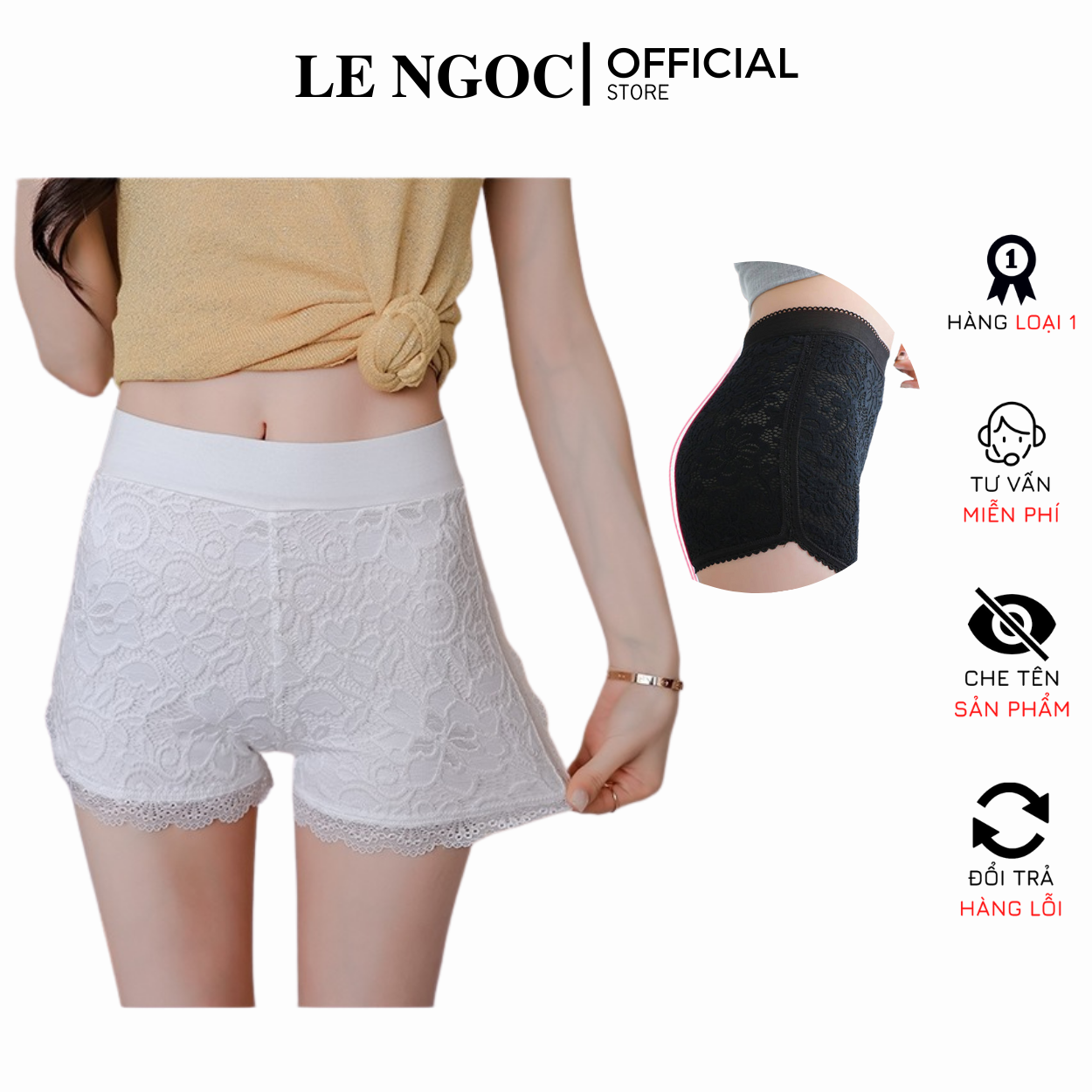 Quần ren mặc trong váy, quần đùi mặc chống lộ, quần bảo hộ ren ôm LN103