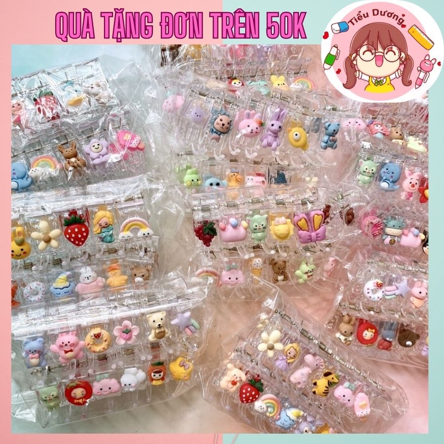 Kẹp tóc càng cua trong suốt gắn charm 2 mặt , kẹp càng cua 3 răng 5 răng dễ thương,