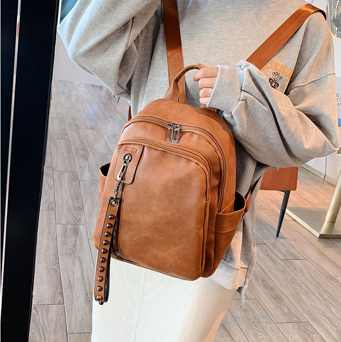 Balo Nữ Dáng To, Một Dây Dải Cách Điệu, Da Mềm, Lòng Balo Rộng