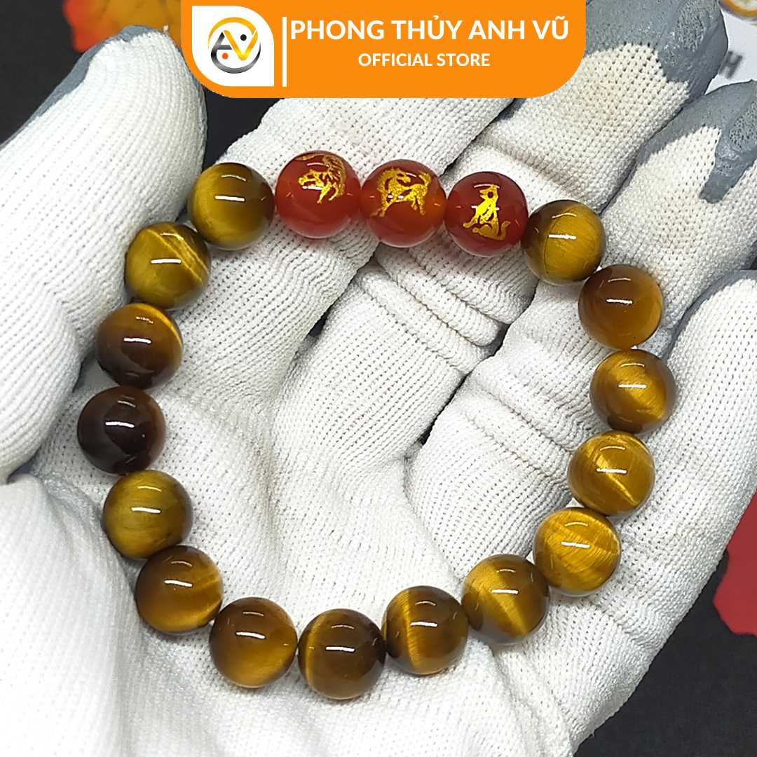 Vòng tay phong thủy mệnh thổ tam hợp dần ngọ tuất - size 8 10 12ly - có khai quang điểm nhãn - may mắn tài lộc - phong thủy anh vũ