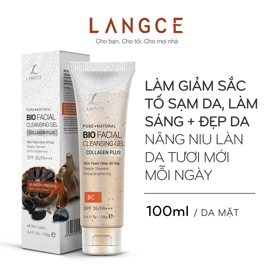 GEL RỬA MẶT COLLAGEN+ ĐẸP DA 100ml - TỎI ĐEN - TRẺ HÓA DA LANGCE