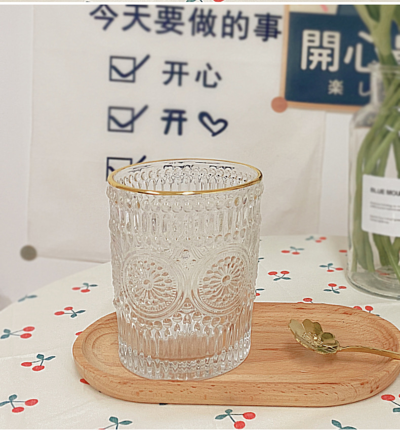Ly thuỷ tinh Deli Vintage Glass 350ml ly Mặt trời loại lớn theo phong cách Châu Âu