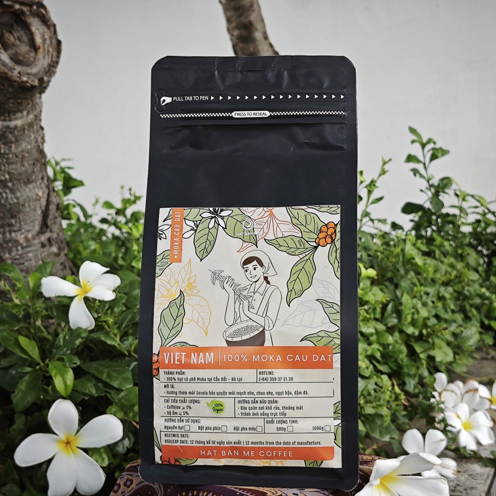 500gr cà phê moka cầu đất nguyên chất rang mộc pha phin & pha máy | 100% cà phê sạch | hạt ban mê coffee