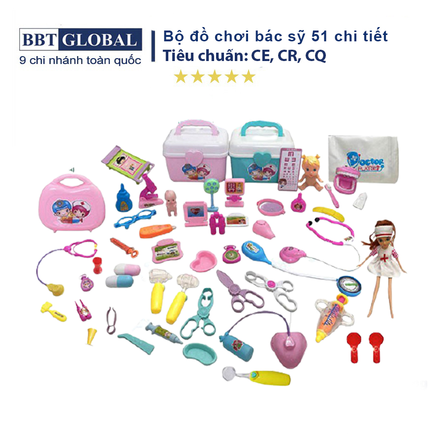 Đồ chơi bác sĩ cho bé 51 chi tiết 2 búp bê g007