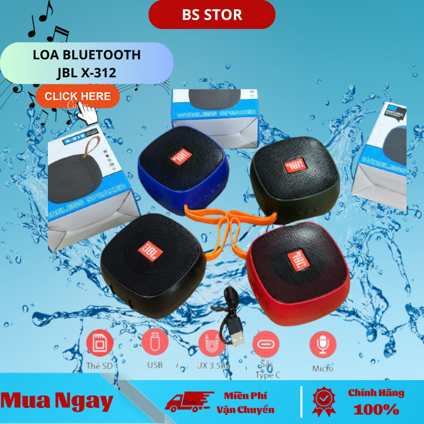   GIAO NHANH  Loa bluetooth bass mạnh loa JBL X-312 Loa không dây nghe nhạc kết nối đa cổng Âm thanh 9D 360 độ Bass 2 màng siêu hay Loa di động Pin siêu trâu 3000mah 