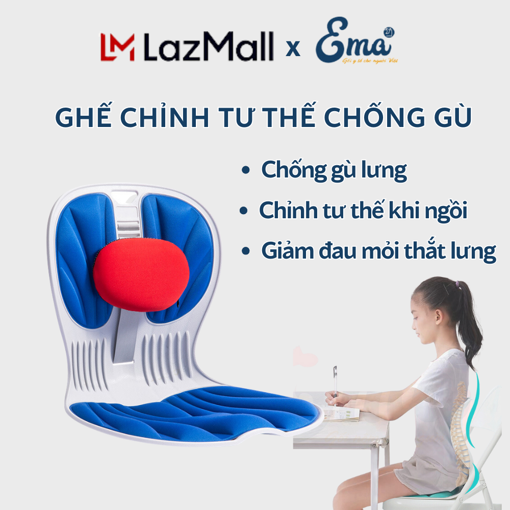 Ghế điều chỉnh tư thế ngồi đúng EMA Posture Corrector thế hệ 2 với gối chỉnh tư thế kèm theo