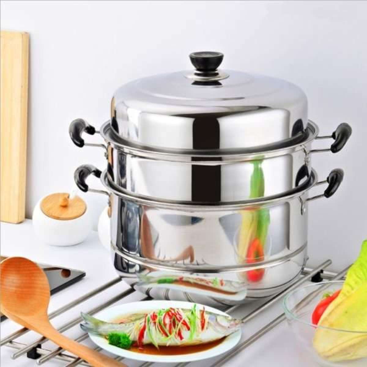 Nồi hấp inox 3 tầng 28cm đa năng nhà bếp , bộ nồi hấp đa năng 3 tầng , nồi hấp 3 tầng inox cao cấp đa năng, nồi hấp cách thủy đa năng tiện dụng size 28 cm nồi hấp 3 tầng inox 28cm , nồi hấp 3 tầng inox