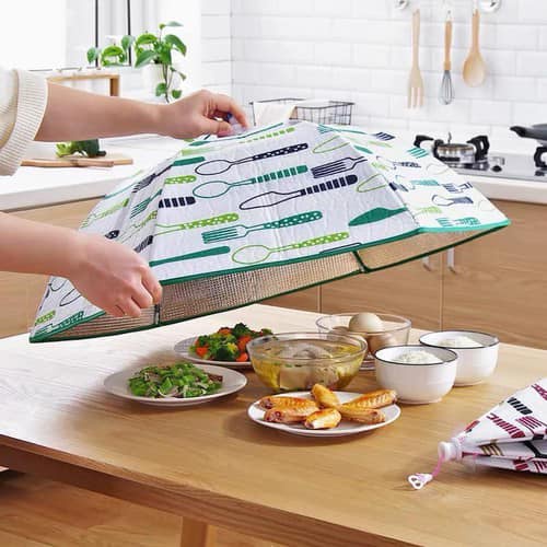 Lồng bàn giữ nhiệt, gấp gọn 6 cạnh khung sắt siêu tiện ích