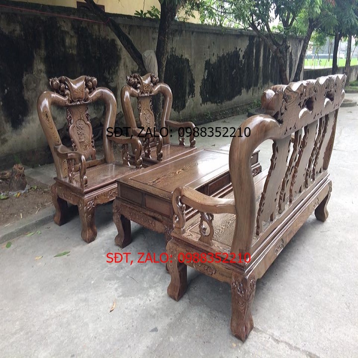 Bộ bàn ghế minh quốc đào gỗ mun đuôi công