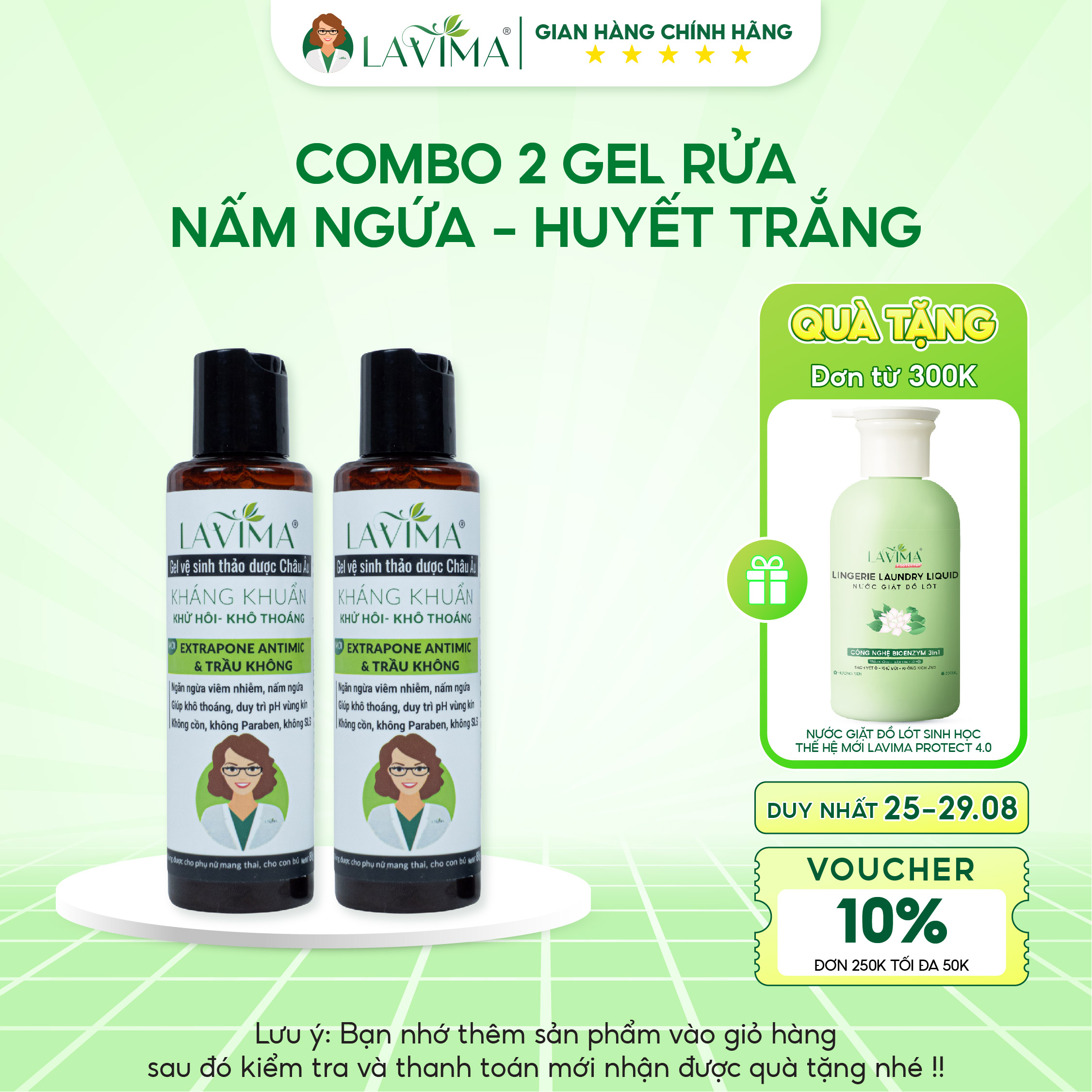 [COMBO 2 RỬA] Dung Dịch Vệ Sinh Phụ Nữ Thảo Dược Châu Âu LAVIMA 88g x 2 - Huyết trắng, Nấm Ngứa, Lộ Tuyến, An Toàn Cho Mẹ Bầu, Sau Sinh