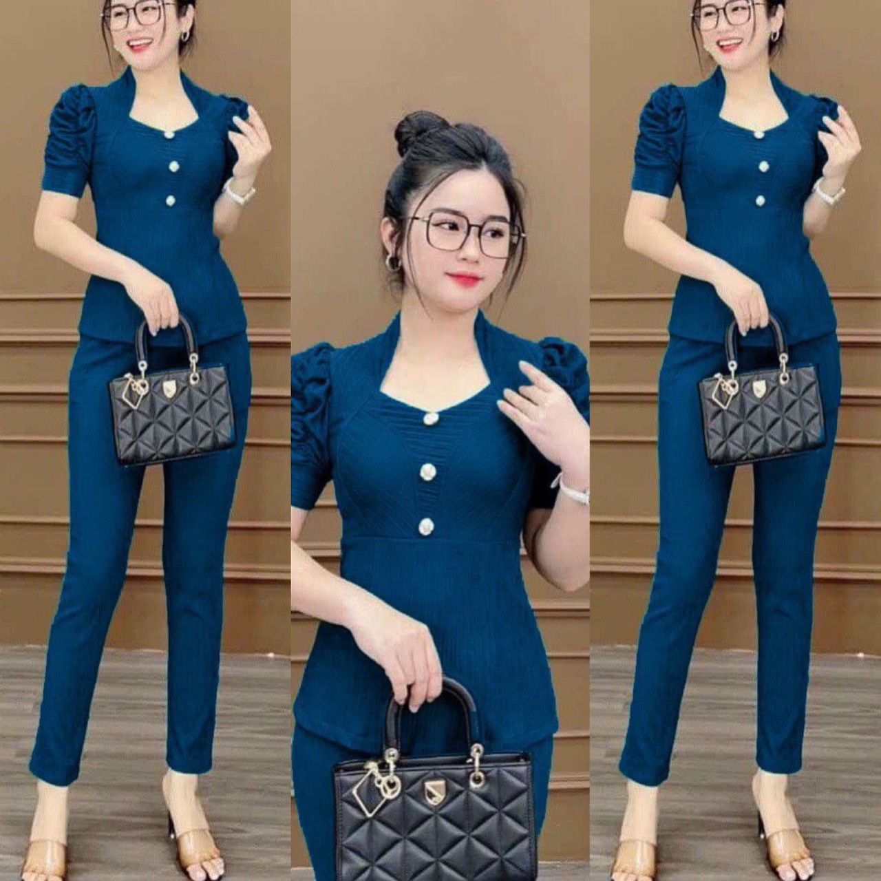 Sét bộ thun xốp cổ tim dễ thương size đến 70kg.mã k07