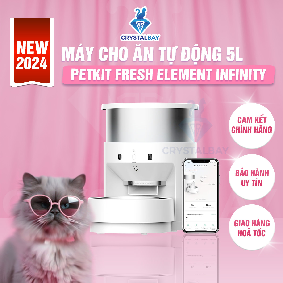 Máy ăn tự động cho chó mèo chính hãng petkit element 3- fresh element mini