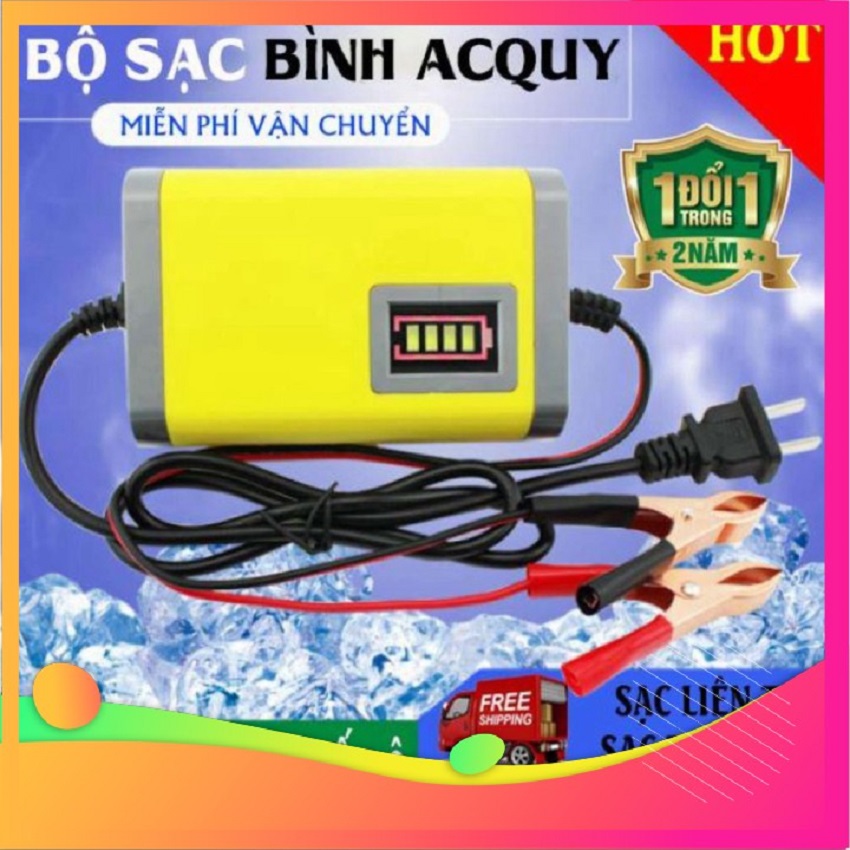 [HCM]Tự ngắt Lõi đồng xịn-Máy Sạc Bình Ắc Quy Tự Động Cho Xe Máy (12V 2A)