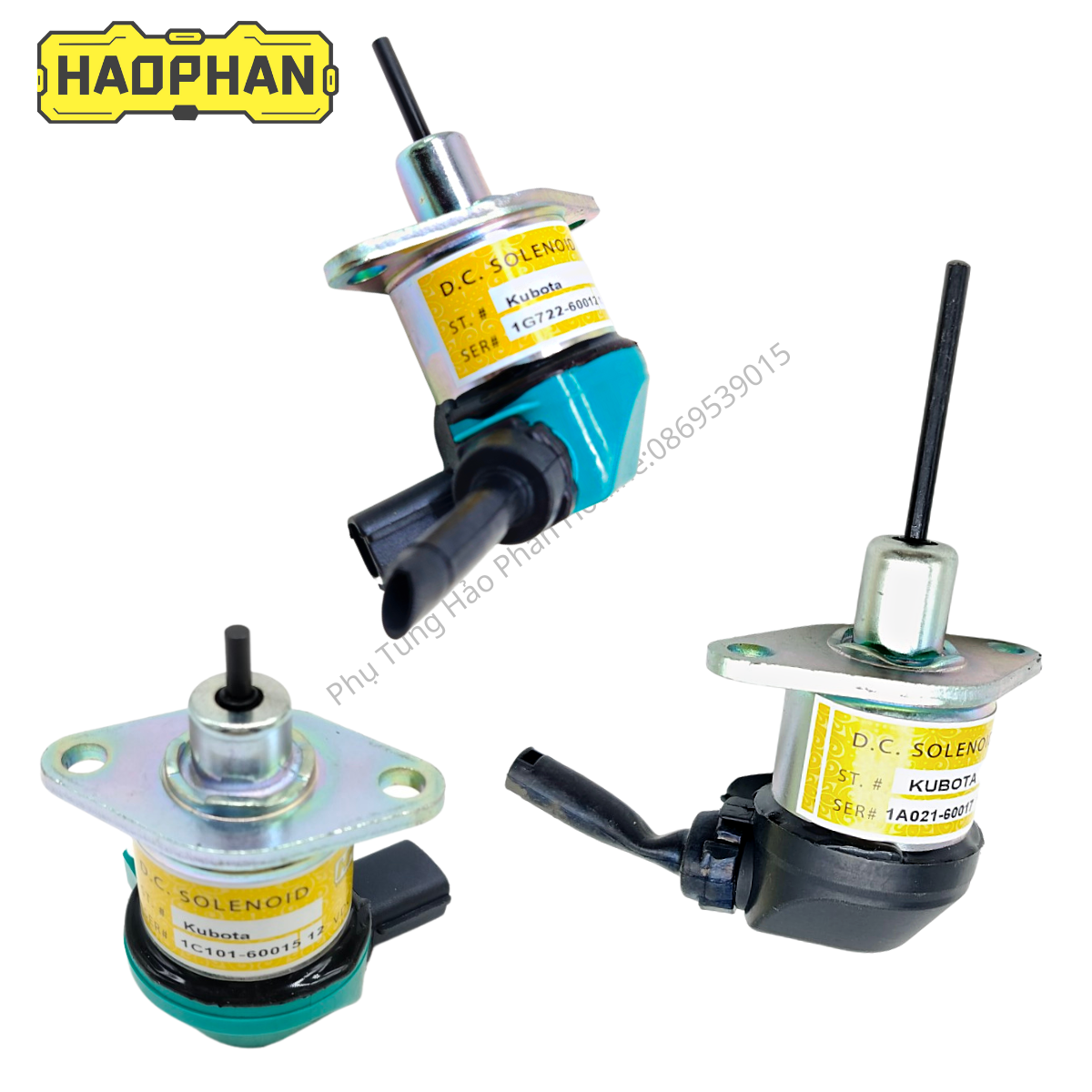 Rơ le, rơ le tắt máy, solenoid tắt máy Kubota điện áp 12V cao cấp hàng HPM gồm 3 loại ty ngắn, ty trung, ty dài