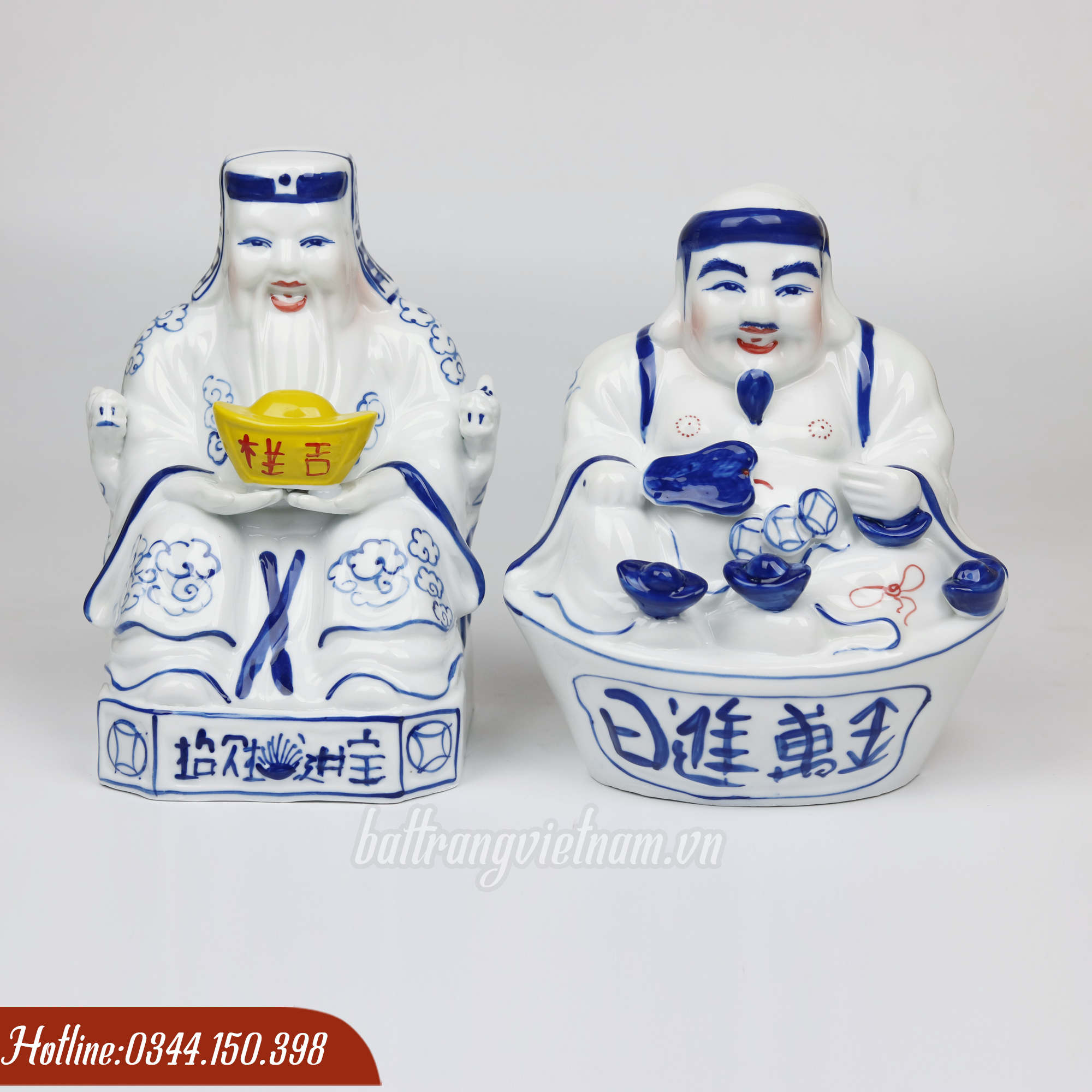 Tượng Thần Tài Thổ Địa gốm sứ Bát Tràng