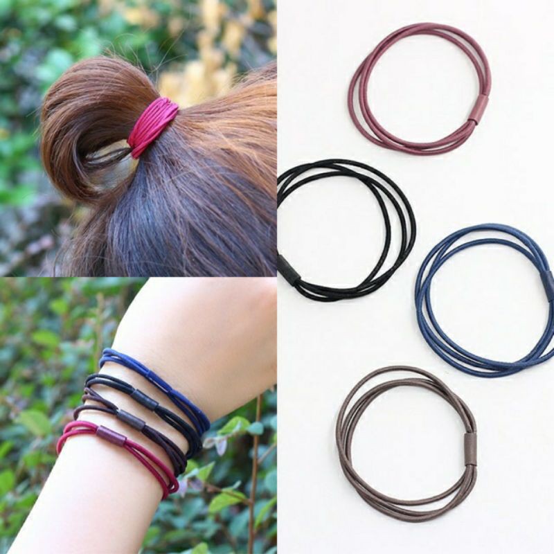 SET 10 Dây buộc tóc, chun buộc tóc 3 sợi siêu dai nhiều màu