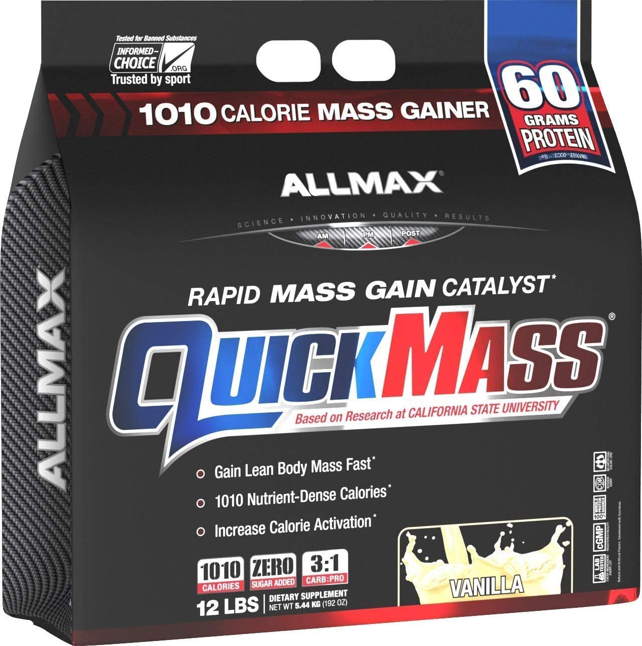 MASS GAINER - ALLMAX - QUICKMASS - 12lbs - Bổ sung calories tăng cân tăng cơ - Từ Canada