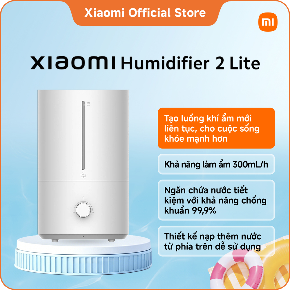 Xiaomi Smart Humidifier 2 Lite | Tạo luồng khí ẩm mới liên tục, cho cuộc sống khỏe mạnh hơn | Khả năng làm ẩm 300mL/h | Ngăn chứa nước tiết kiệm với khả năng chống khuẩn 99,9% | Thiết kế nạp thêm nước từ phía trên dễ sử dụng