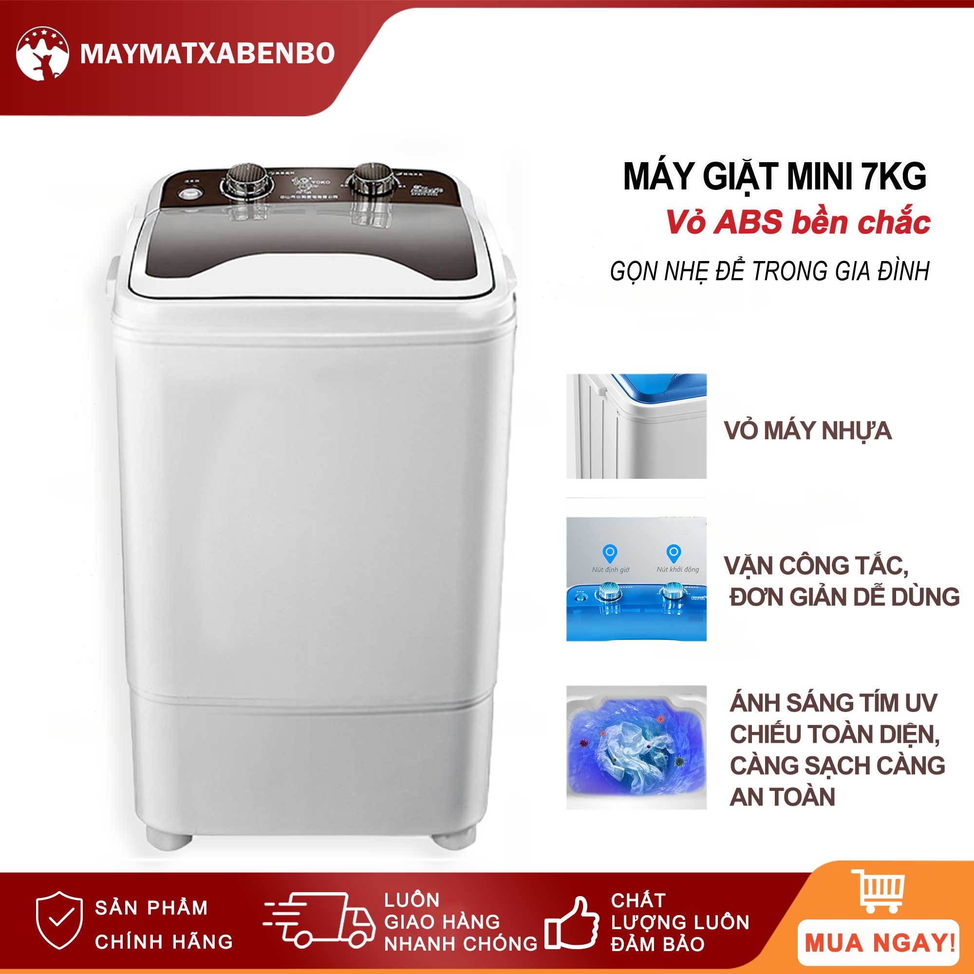 Máy giặt 7kg bán tự động màu xám nắp đen máy giặt 1 lồng cửa trên，Mô phỏng động tác giặt tay, nước xoáy đánh bật vết bẩn cứng đầu