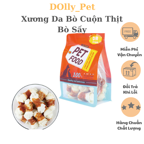 Xương da bò cuộn thịt bò sấy cho chó