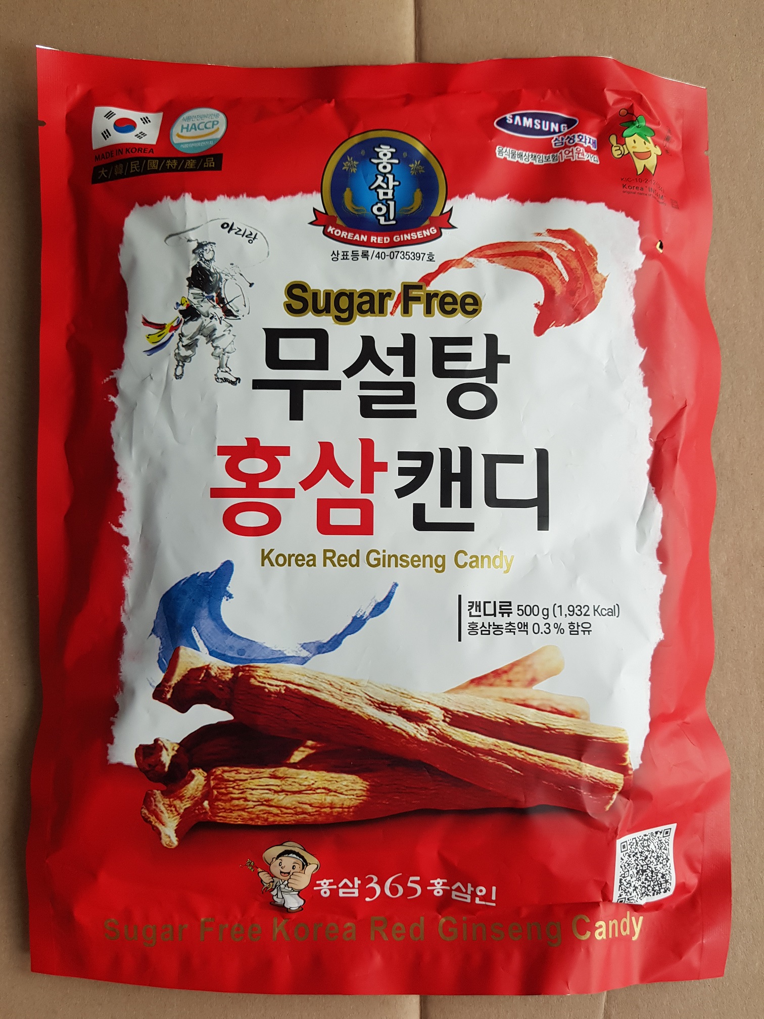 Kẹo sâm 365 cứng không đường hàn quốc 500 gram