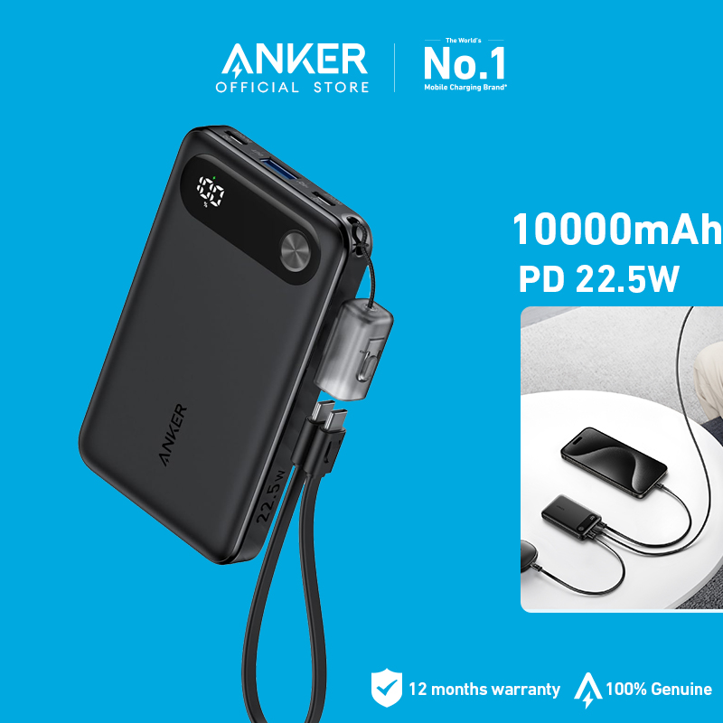 Anker Power Bank 10000mAh (10K, 22.5W) Rechargeable Battery Fast Charger Power Bank Original 100000mAh for iPhone15 pro max 14 13 12 11 Realme xiaomi samsung