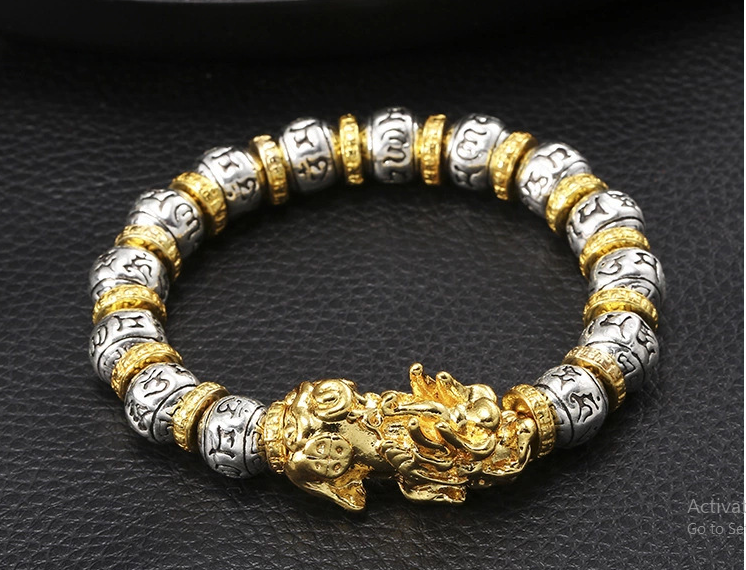 Vòng tay tùy hưu phong thủ chuỗi bạc cao cấp