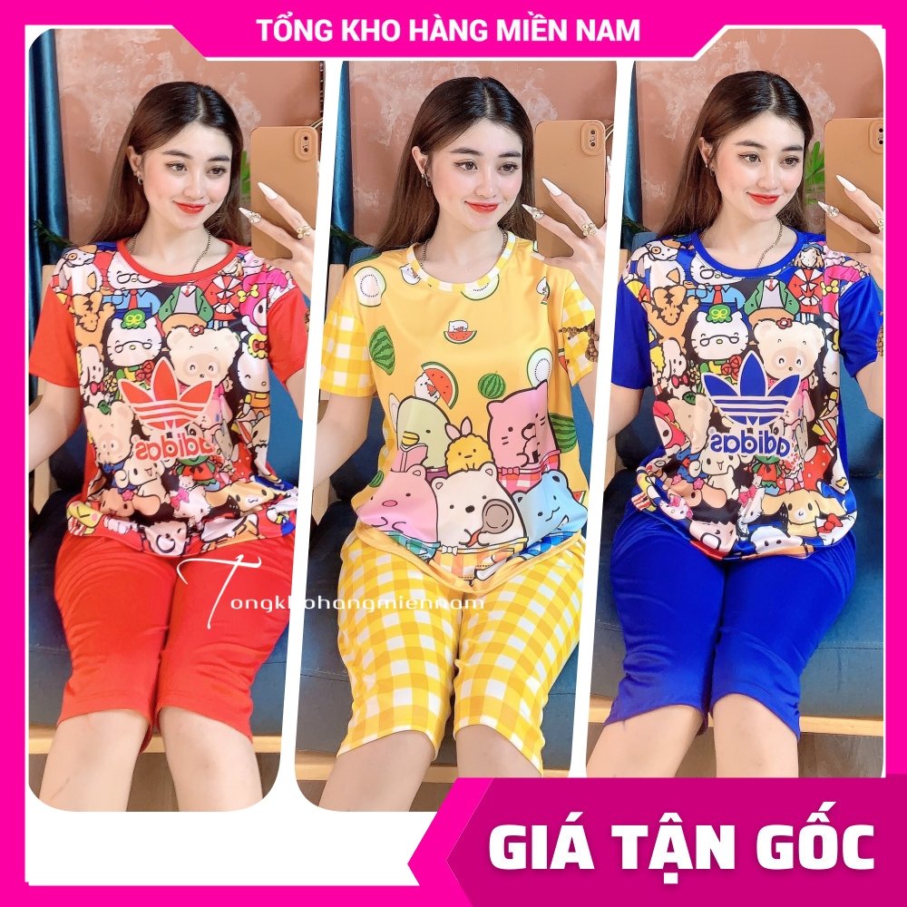 Đồ bộ nữ mặc nhà quần Lửng chất thun mềm mát in hình gấu hoạt hình dễ thương BTT 🛑 Bộ thun lửng 🛑 Đồ bộ hoạt hình 🛑