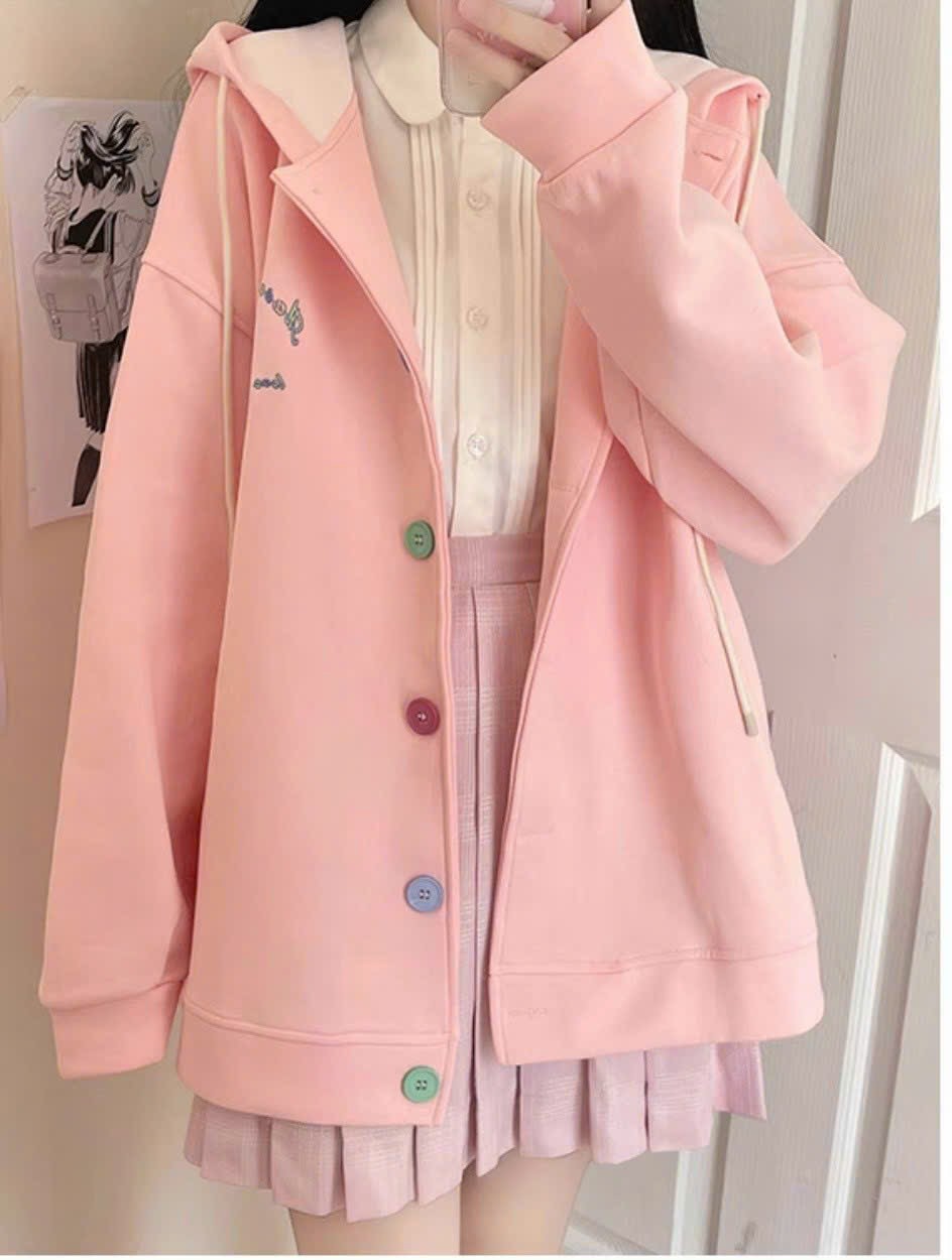 Áo Khoác Cadigan Nữ Logo Thêu Họa Tiết Trẻ Trung_Nút Phối Màu Độc Đáo Đáo Nổi Bật_Form Rộng Unisex Hót Trend_UT