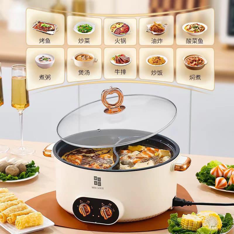 Nồi Lẩu 2 Ngăn Misu Louis Đường Kính 28CM Nấu Lẩu Chua Cay Tiện Lợi