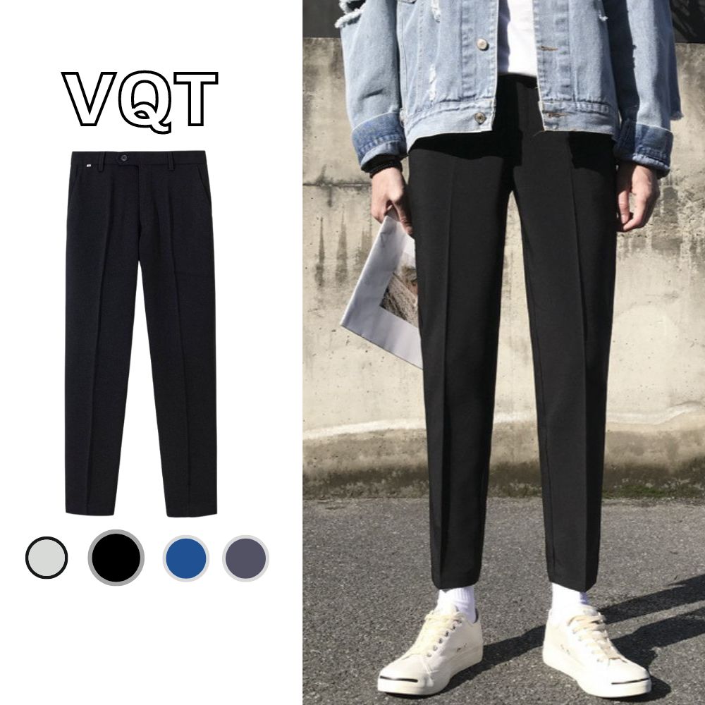 Quần tây nam đen Hàn Quốc cá tính dáng ôm slimfit Quần âu nam vải cotton co dãn nhẹ chống nhăn xù không phai màu 2 loại vải