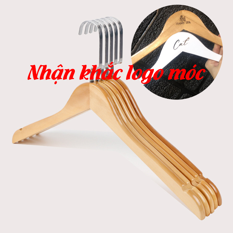 Móc gỗ treo quần áo gỗ vàng ktn 44.5cm đầu móc dẹp