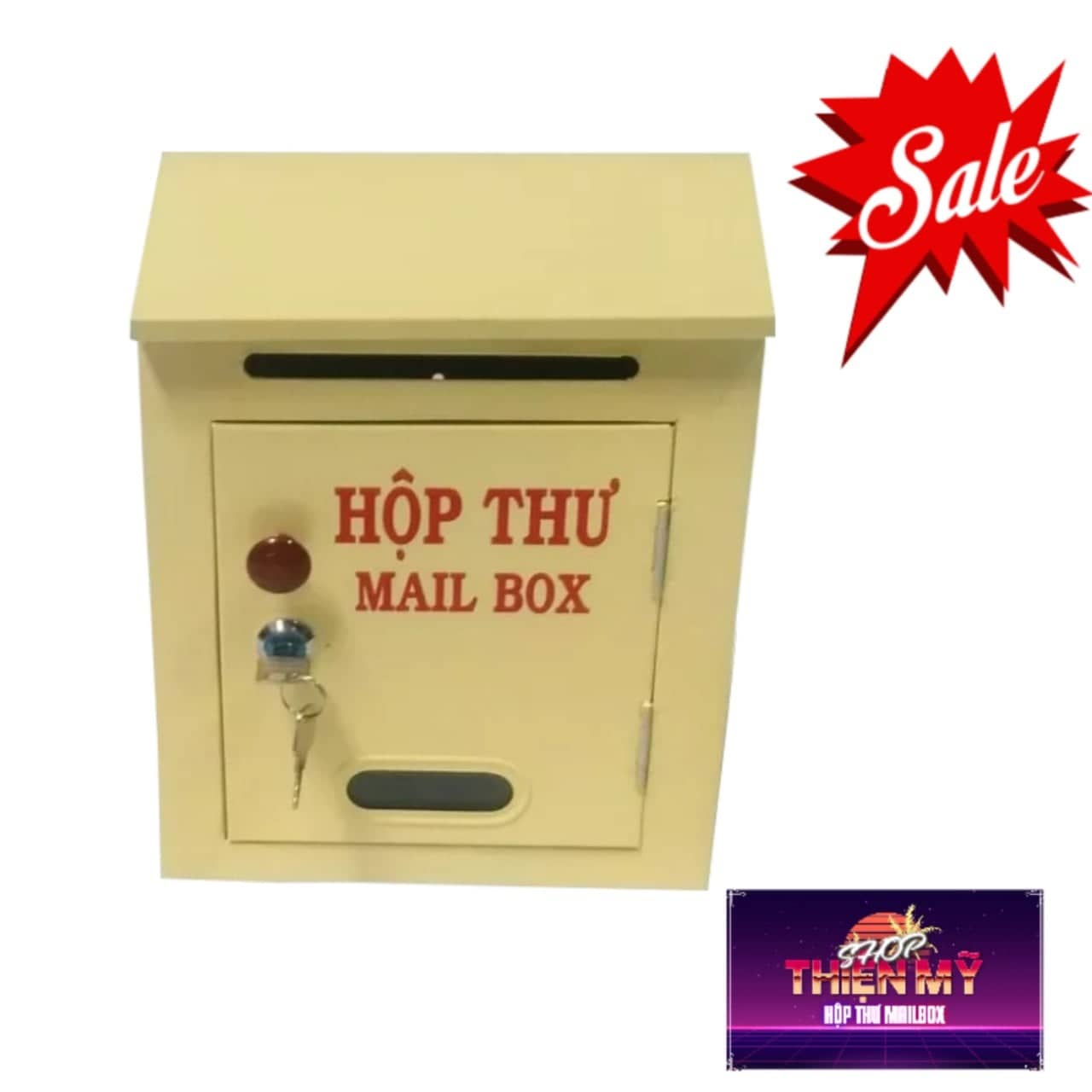 hộp thư góp ý,Hộp thư báo màu vàng kem ( cao 28 x 22 x 10cm)