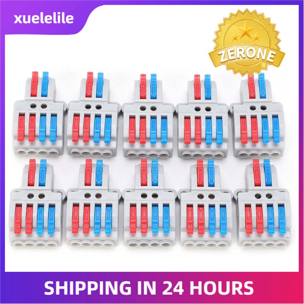10 cái đầu nối dây dẫn, 2-in-4-out có lỗ cố định bộ chia 4mm ² khối thiết bị đầu cuối nhanh 600v