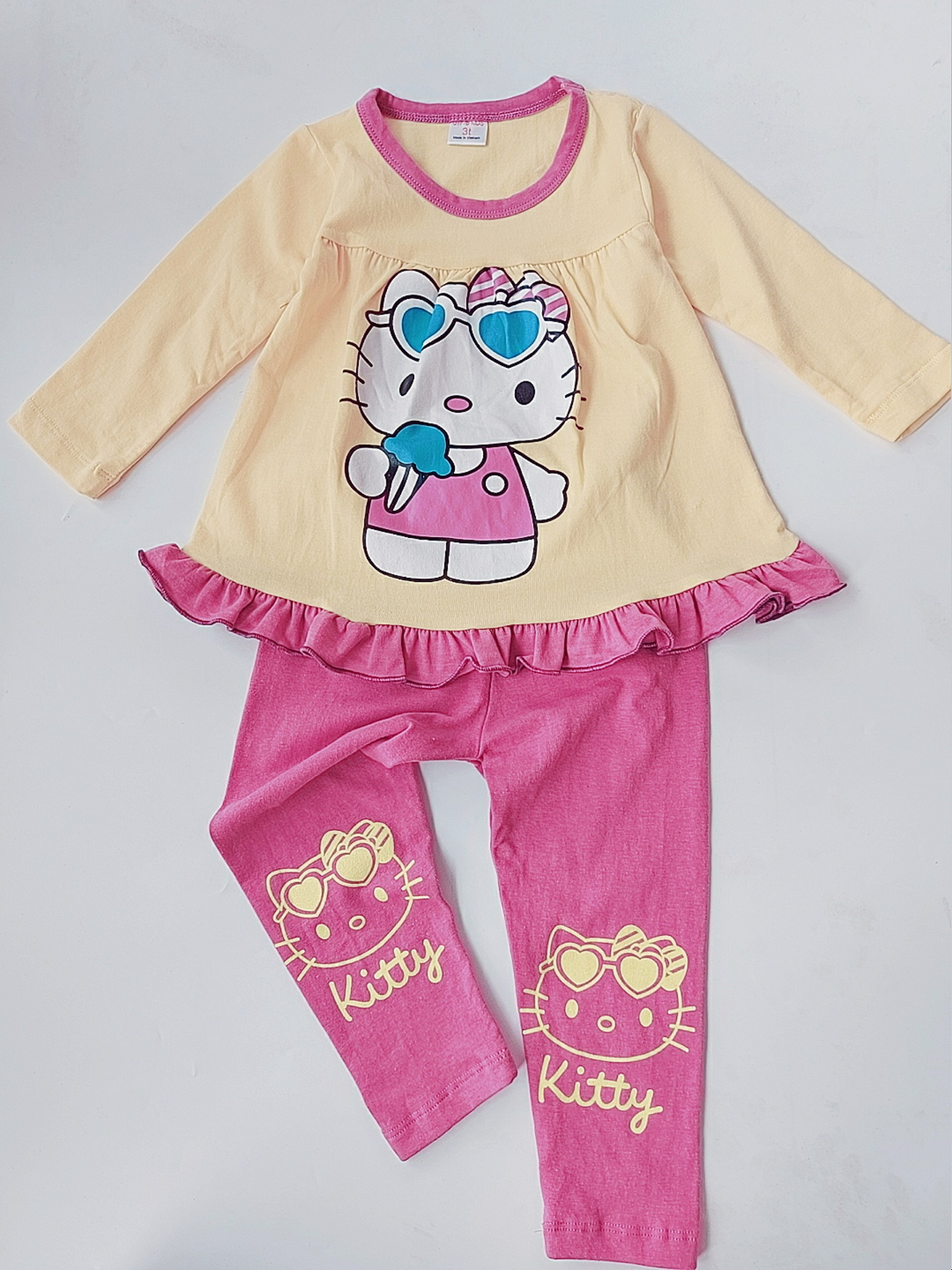 Bộ dài tay cho bé gái hình in dễ thương cho bé từ 8-22kg mã btb