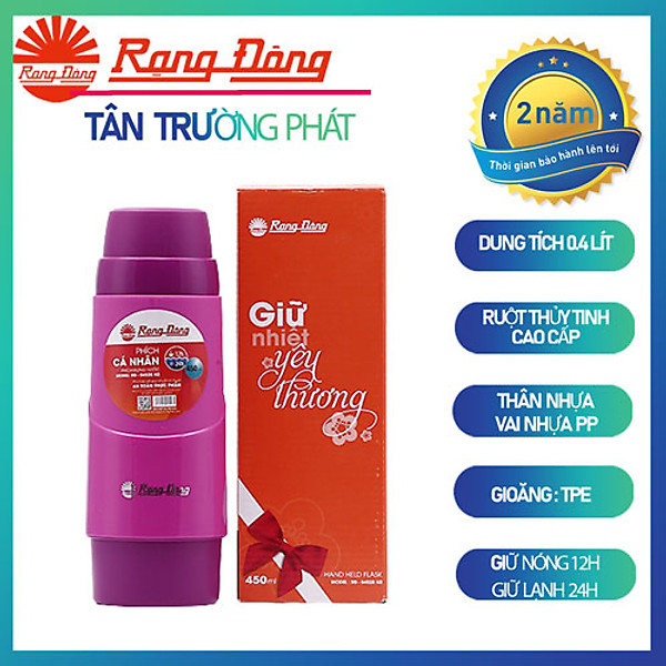 Phích nước mini rạng đông, bình giữ nhiệt cầm tay 450 ml cao cấp, model rd 04528n2