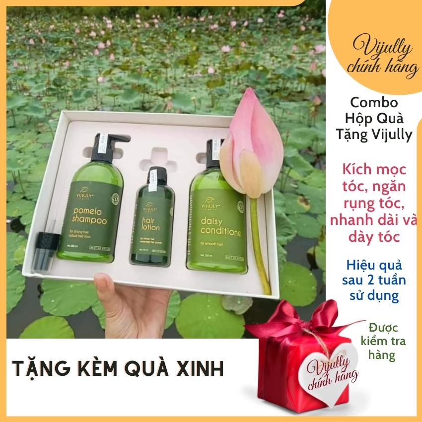 Combo Dầu Gội Bưởi-Tinh Dầu Bưởi-Dầu Xả Dừa Vijully Chăm Sóc Tóc Chuyên Sâu Giảm Rụng,Kích Thích Mọc Tóc Con, Phục Hồi Tóc Hư Tổn-AnnA.Cosmetic