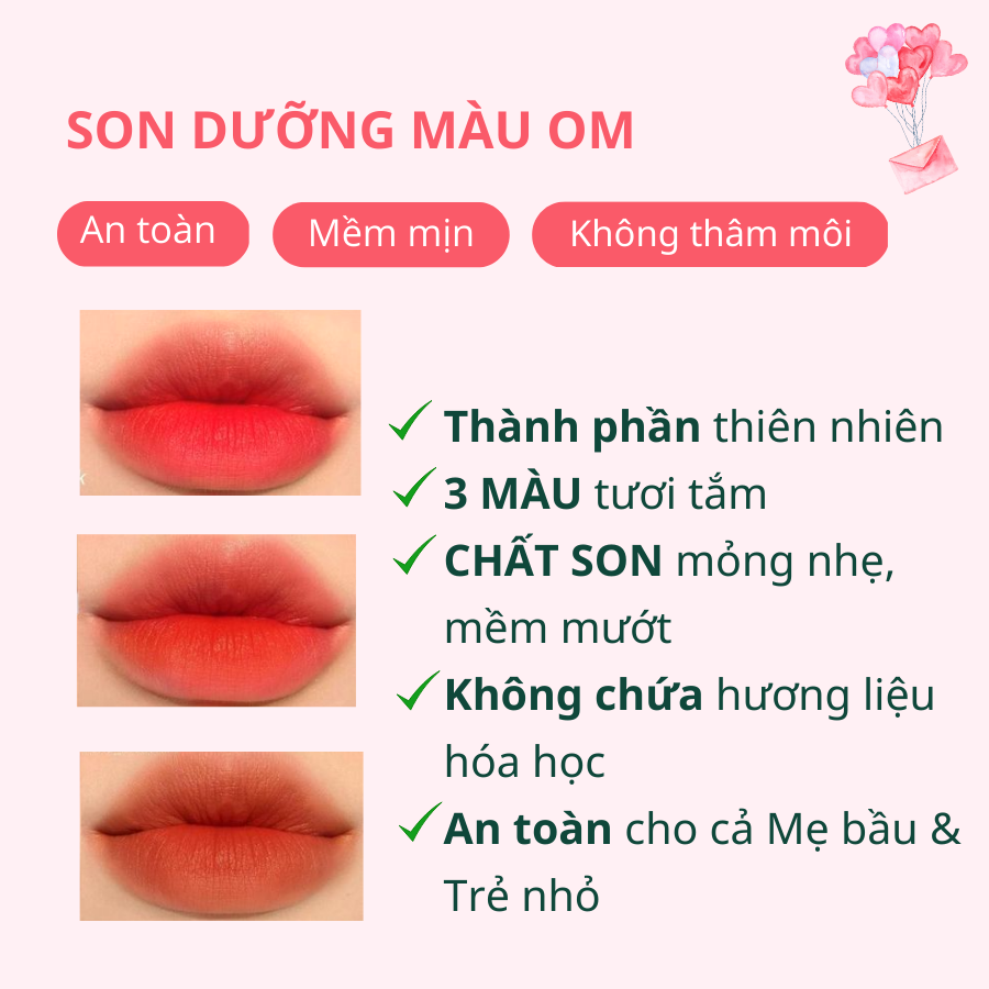Son dưỡng môi Om Sapa - Son dưỡng màu, dưỡng ẩm môi, làm mềm môi lên màu, chống lão hóa 5g