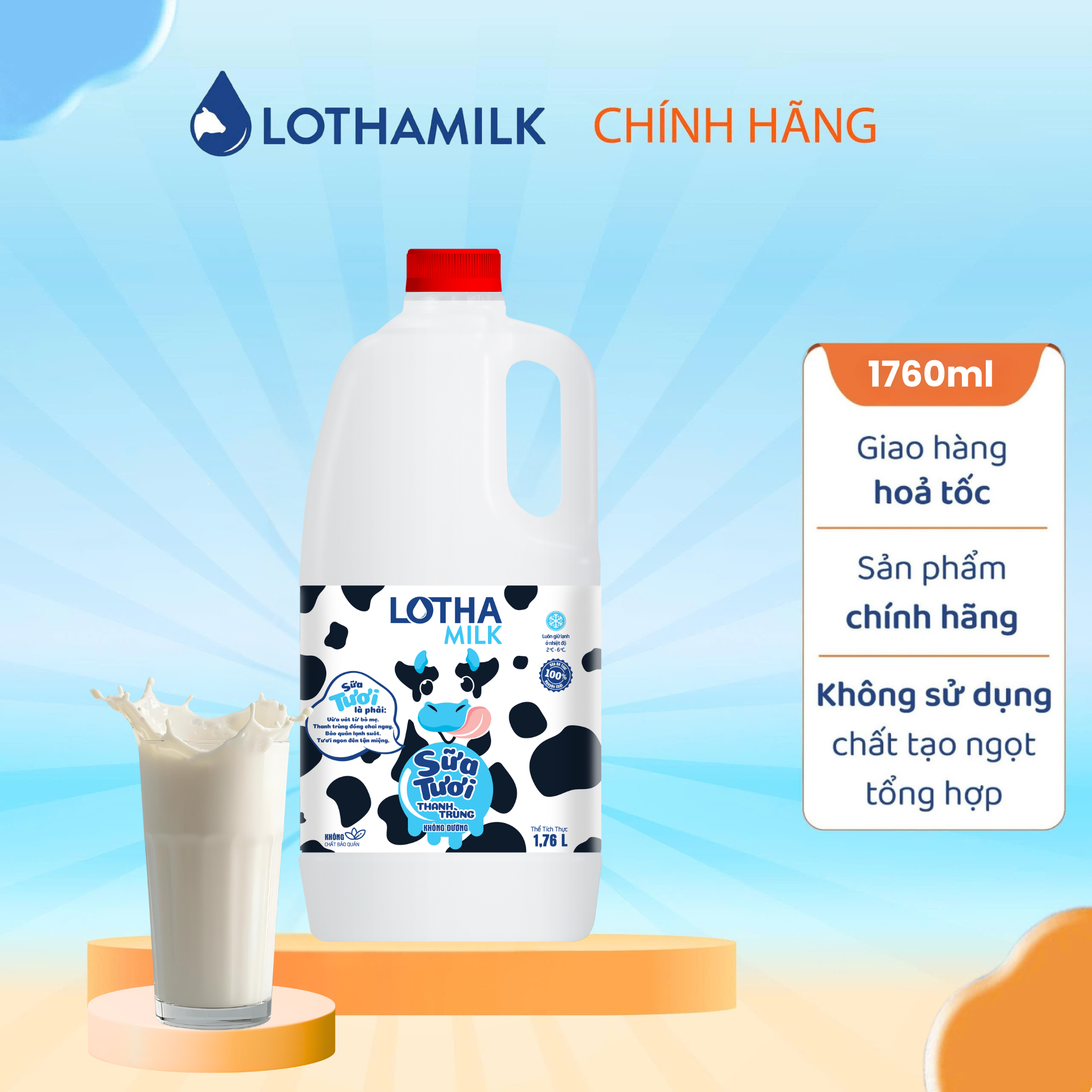 Lothamilk Sterilized Fresh Milk 1760ml Bottle - 2