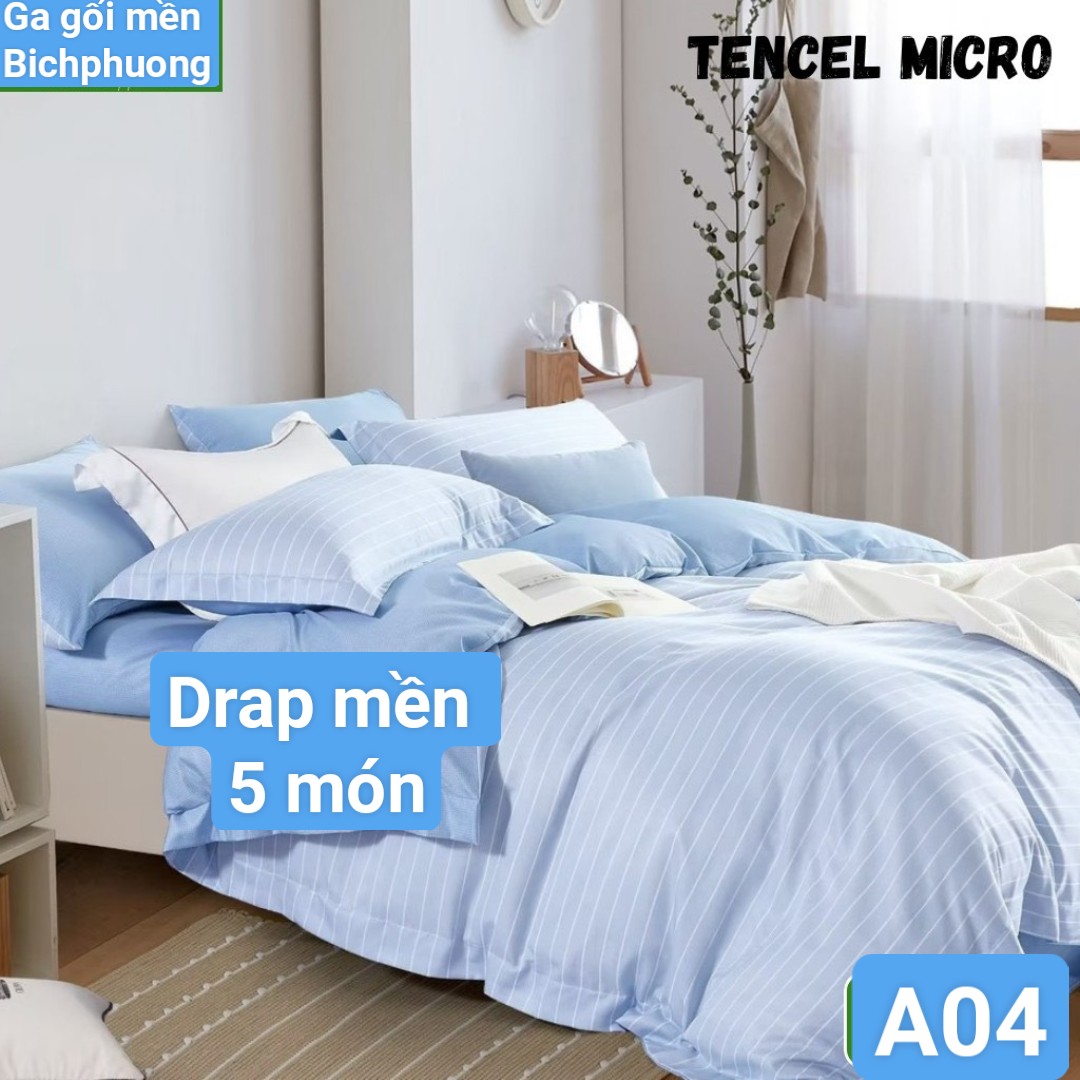 [HCM]Bộ Drap KÈM MỀN Tencel vải nhập Hàn Quốc đỉnh cao mát , mềm mại 5 món
